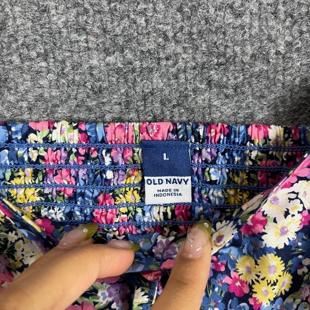 NEW Old Navy Fit & Flare Dress Womens Large Multi Floral Smocked Back Mini